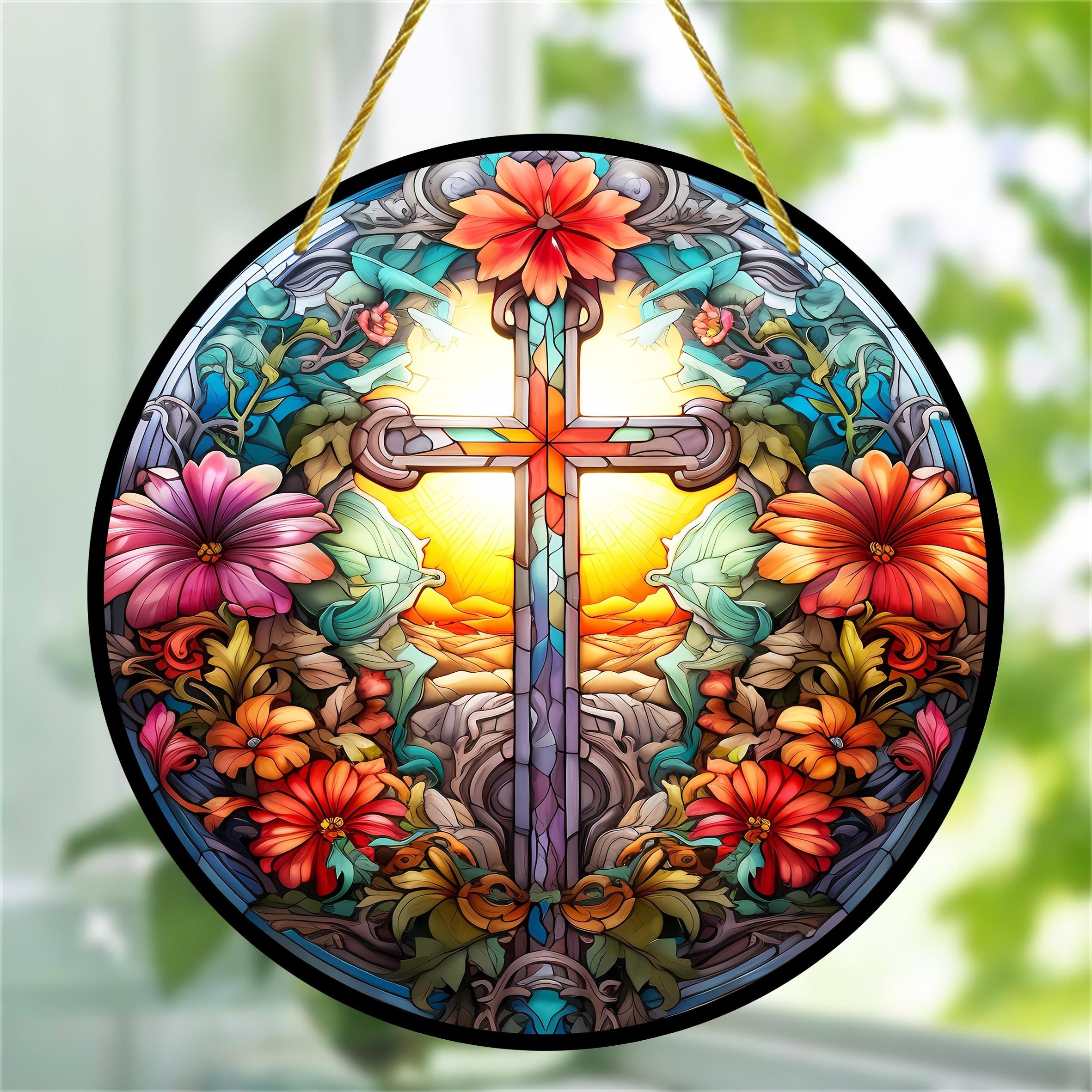 

5 шт. Витражное подвесное украшение на окно, деревянная вывеска, декор для подвесного окна, круглый знак, декор в виде венка, декор окна, декор крыльца, настенный декор, домашний декор, декор комнаты 5pcs