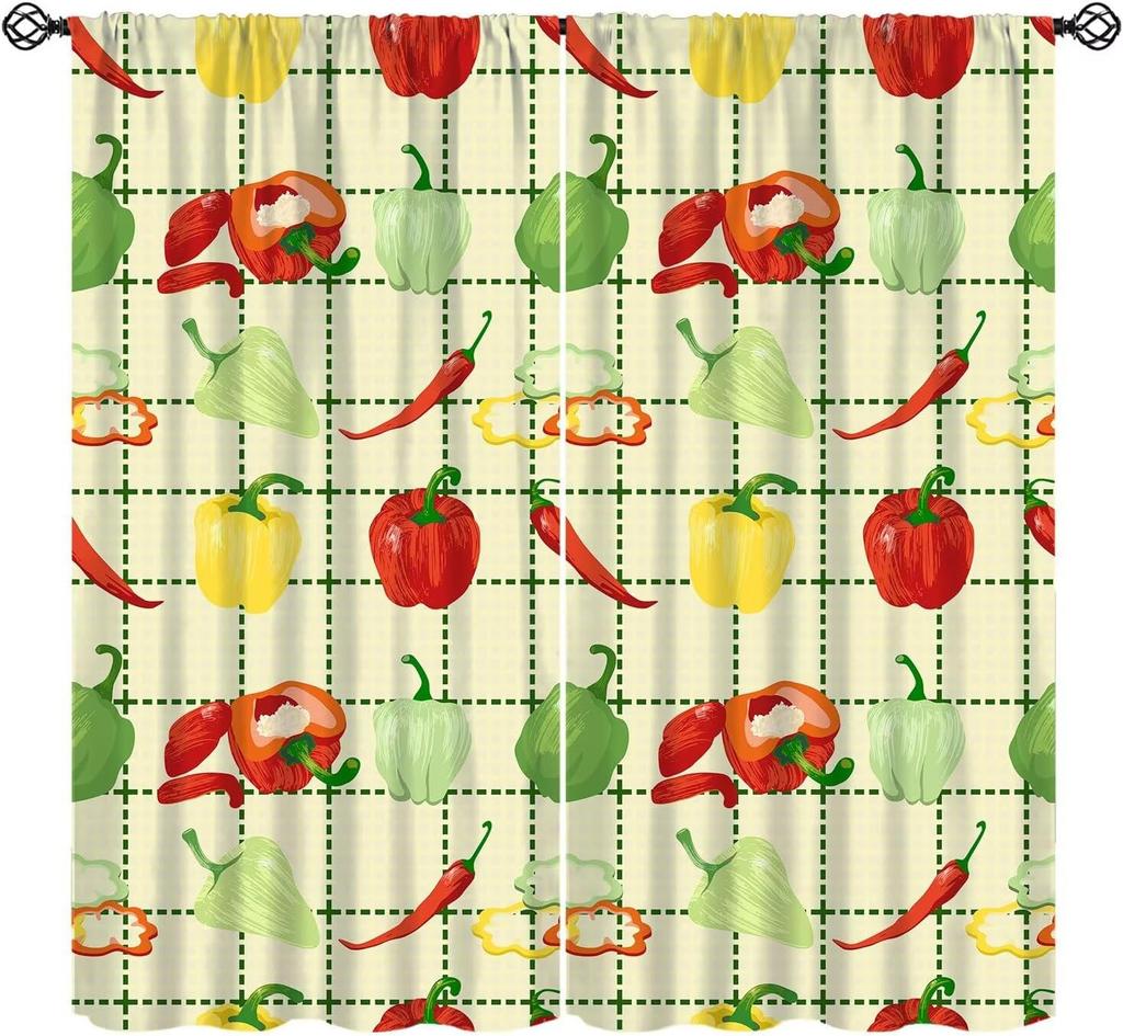 Fruit Grape Curtains, Retro Country Style Rattan Fruit Pattern Window Decoration, Suitable for Living Room, Bedroom and Kitchen