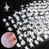 3D Nail Stickers Silver Glitter Nail Decoration Star Heart Transfer Nail Decals^