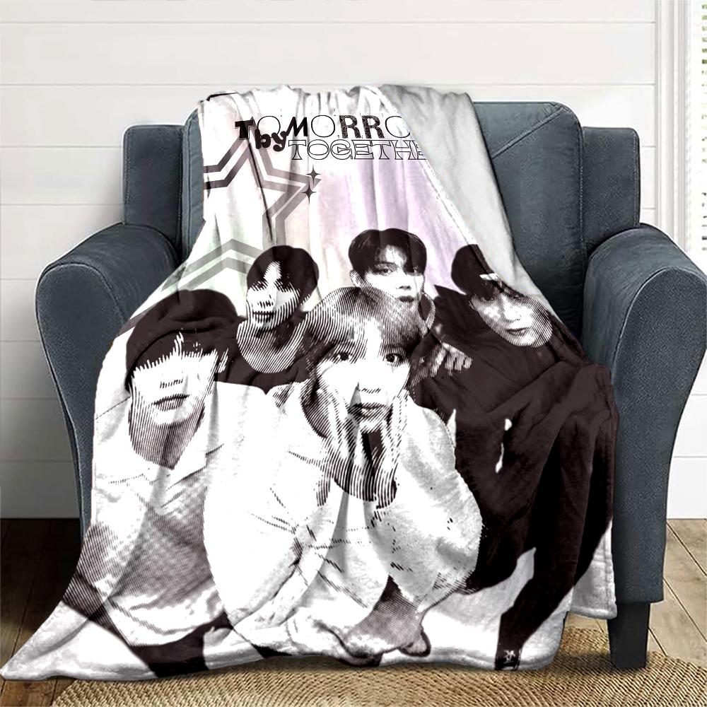 Txt Poster Print Flannel Blanket High Quality Warm Comfortable Cover for All Seasons Perfect for Gifts Home Decor