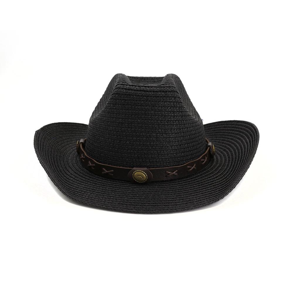 

Khaki Straw Hat Cowboy Mens Panama Hat Summer Beach Straw Hat Casual Fashion Brand Design New Arrival Cowboy Cap Black One size чорний