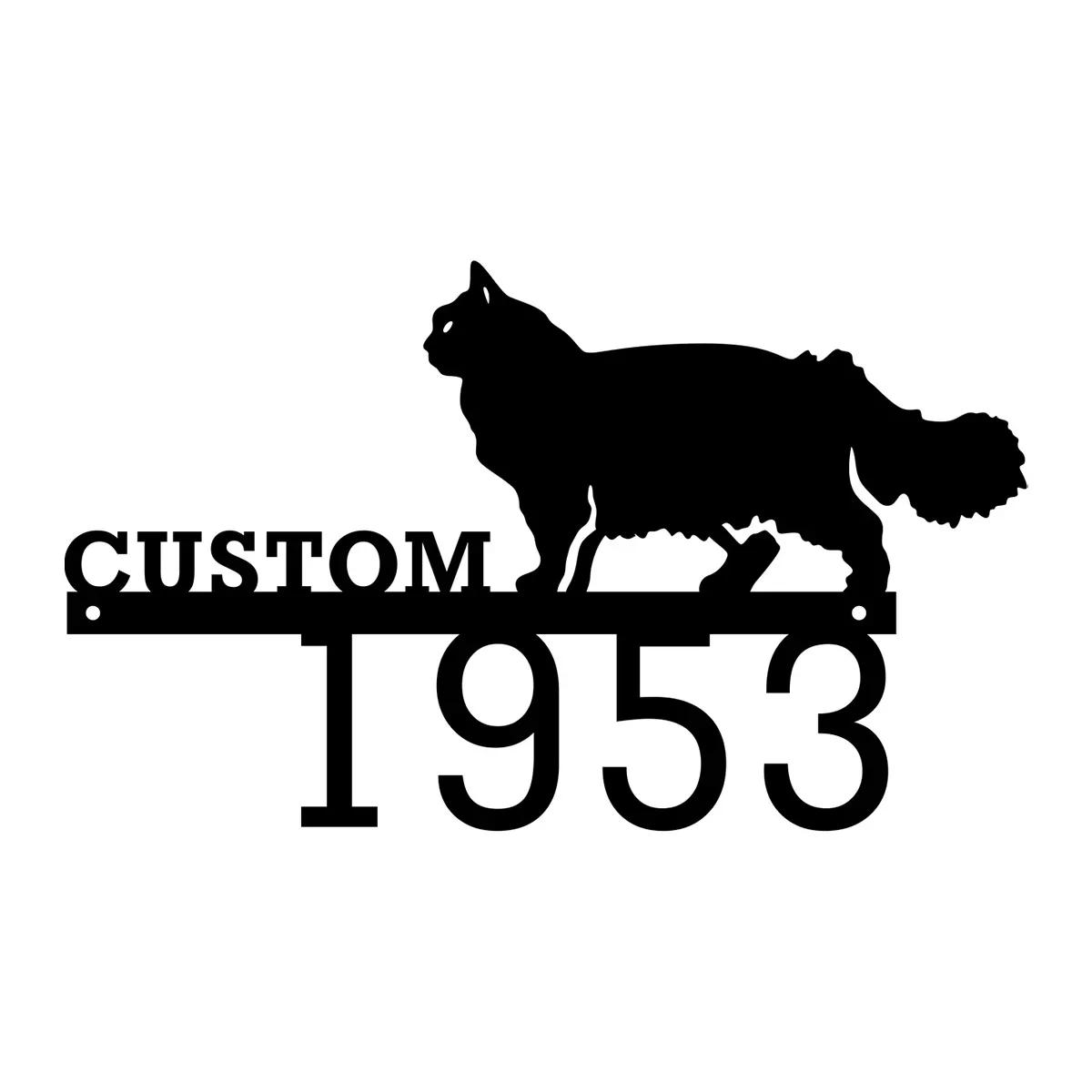 Metal Tin Sign Custom Cat House Number Door Plaque Personalized Address Plate Gift for Cat Lovers