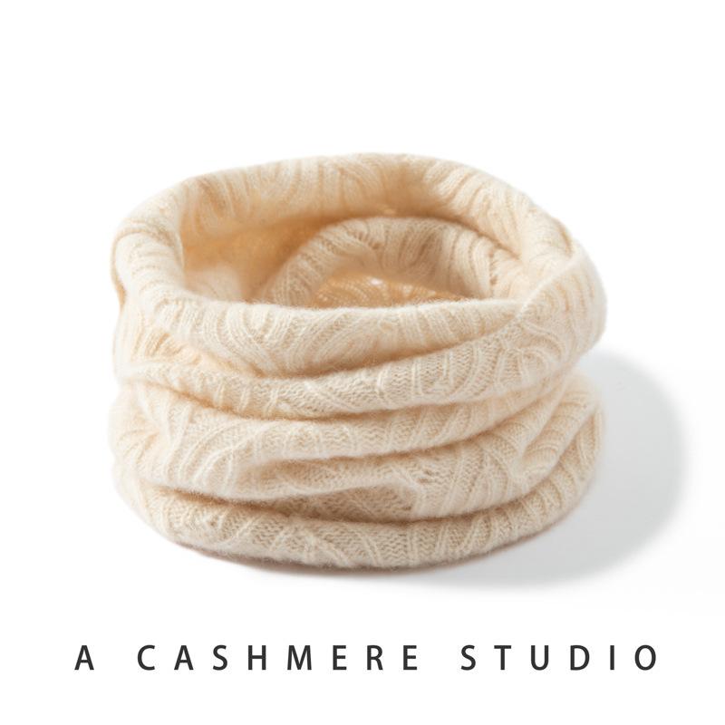 Unisex Cashmere Cable Knit Neck Warmer - Thickened for Cervical Vertebra Protection - 100% Pure Goat Cashmere - Autumn/Winter Chic Scarf One Size