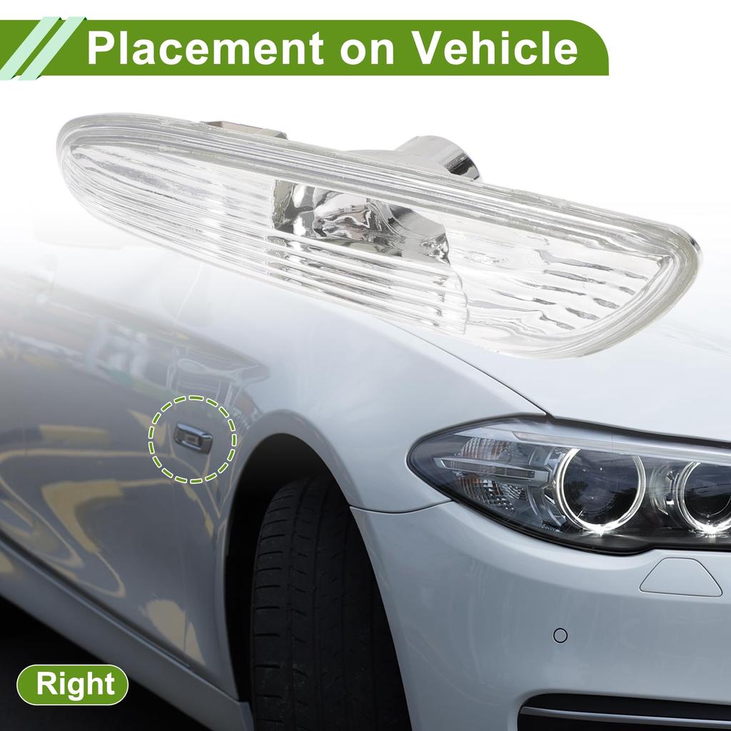 HOPESPANNER 63137253325 Side Marker Light Cover Waterproof White Right Turn Signal Corner Parking Light