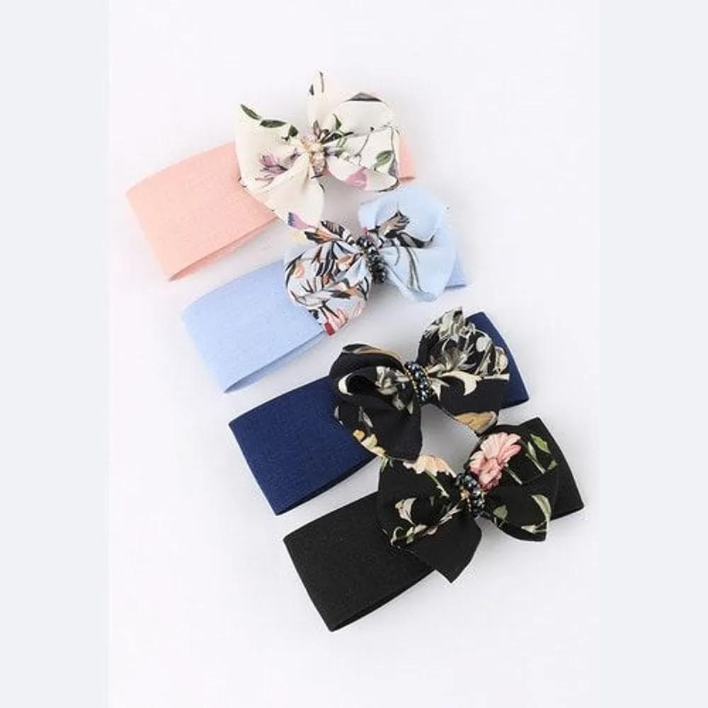 Asymmetrical Flower Basic Hairpin Navy