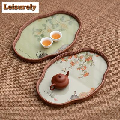 Kaki Ruyi Bambusfarbe Begonie Tee Tablett Dessert Süßigkeiten Tablett Kaffee Aufbewahrungsbrett Dekotablett Geschirr zum Servieren Teegeschirr