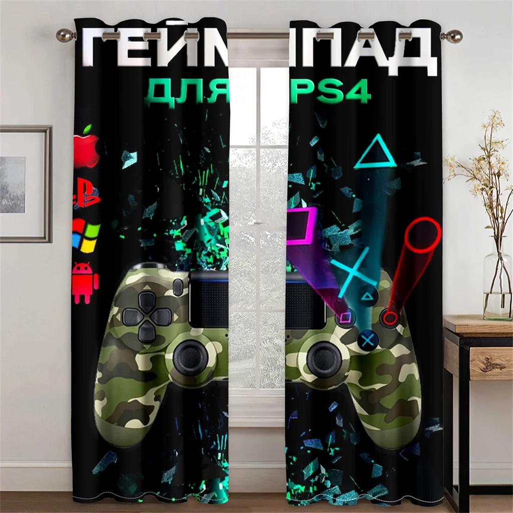

Любимая детская игровая ручка шторы крутые игровые электронные контроллеры шторы 2 панели детская комната спальня гостиная декор 50W130H(CM)X2PCS&HooK