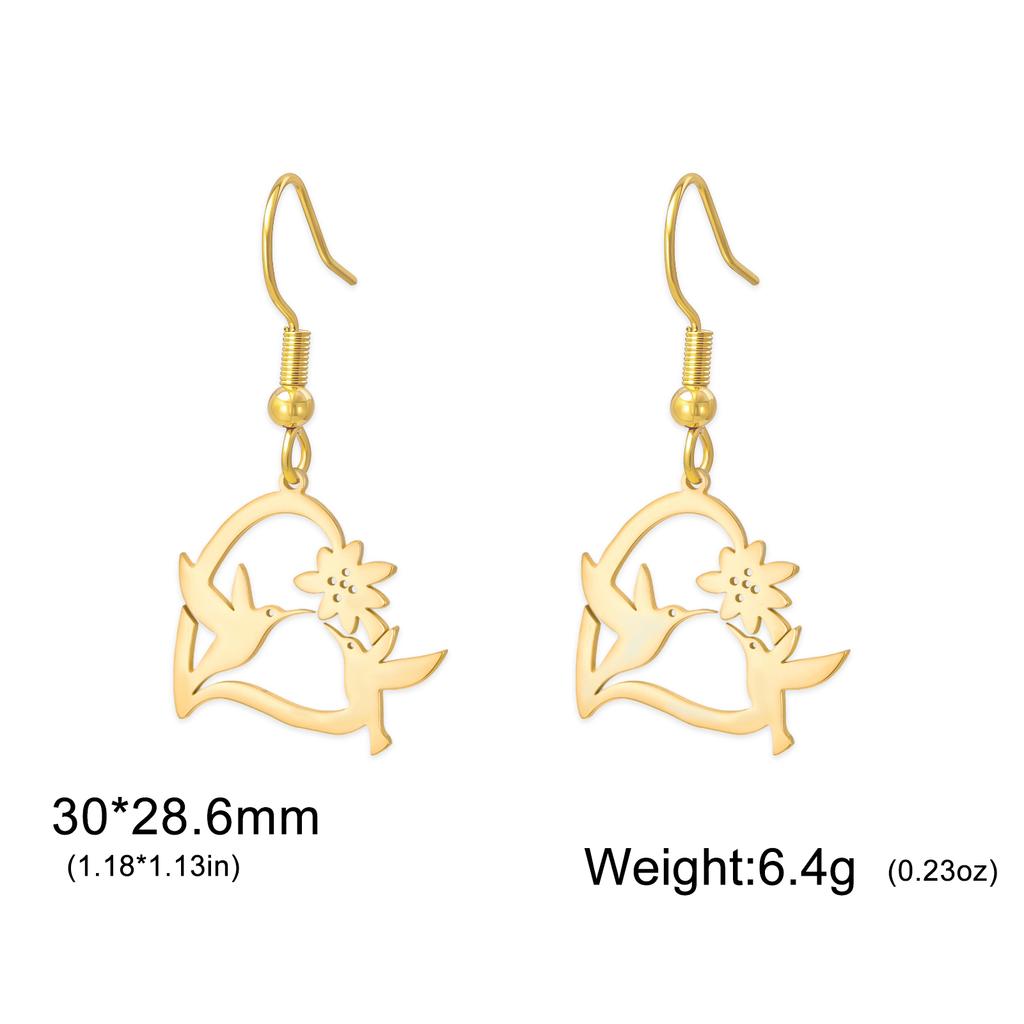 My Shape Hummingbird Birds Flower Drop Earrings for Women Stainless Steel Animal Dangle Earring Ear Accessories Jewelry Gifts