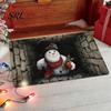 Anti Slip Kitchen Floor Runner 3D Christmas Entrance Rug, Santa Claus Snowman Mat, Non-slip Soft Crystal Velvet Mat Festive Rug for Front Door