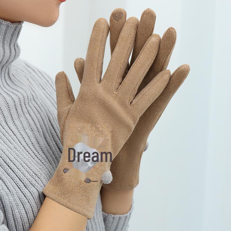 Dámské zimní sametové rukavice s dotykovým displejem - Teplé, roztomilé a ideální pro řízení, jízdu nebo lyžování