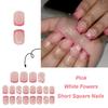 24PCS French Short Square Press On Nails Lightweight & Easy To Stick False Nails for Women Nail Art Decoration