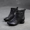 Johnature Retro Atmungsaktive Hohl-out Stiefel Sommer Sandalen Echtes Leder Mode High Heels Damen Schuhe