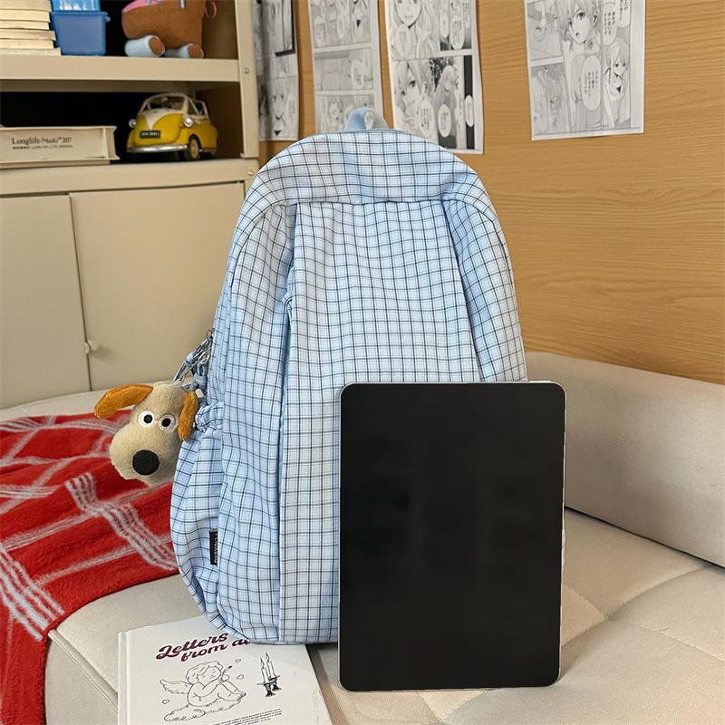 Plaid Women's College Style Backpack Large Capacity Junior Senior High School Student Schoolbag