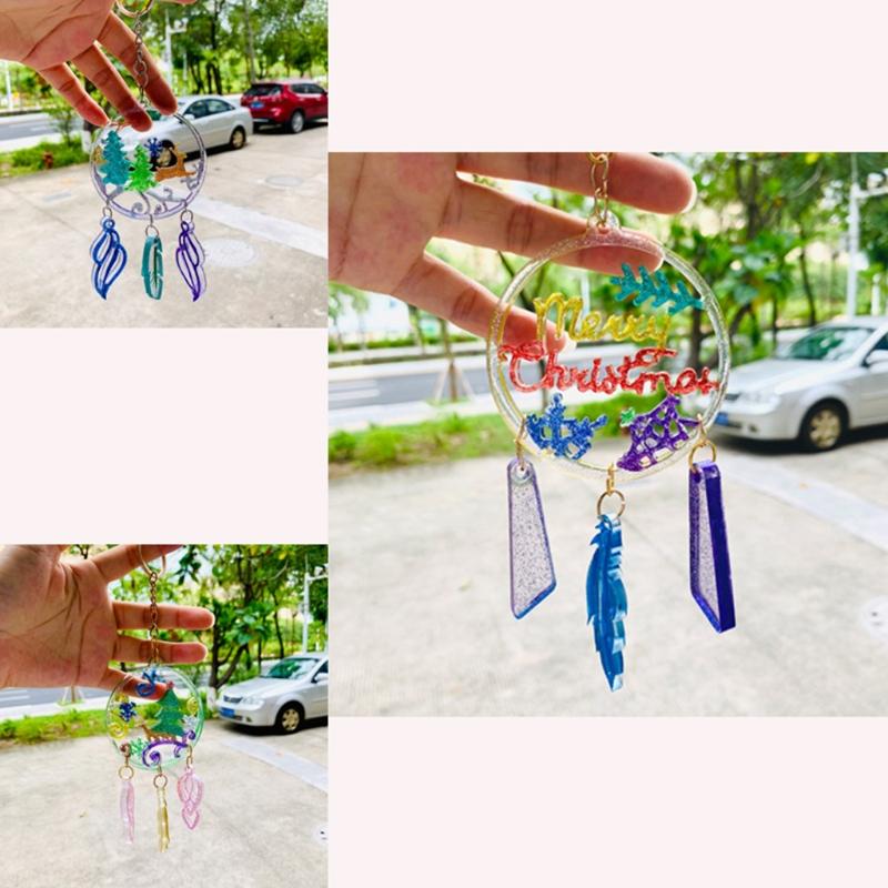 DIY Christmas Keychain Silicone Epoxy Mold DIY Keychain Pendant Jewelry Crafting Mould for Christmas Love Gift Craft