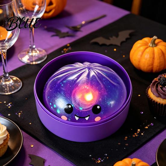 Fun Desk Toys Halloween Glitter Dumpling Squeeze Toy  Spooky Ghost Pumpkin with Steamer  Cute Anxiety Relief Gifts Slow Rising Bun Fidget Toy