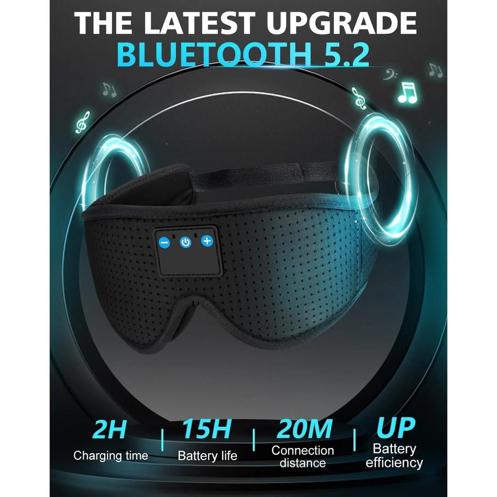 Bluetooth Schlafmasken-Kopfhörer, Verdunkelnde Sleepathy Schlafmaske, Verbesserte 3D-konturierte Schlafkopfhörer, Schlafmaske, Geschenk-Gadgets für Männer & Frauen