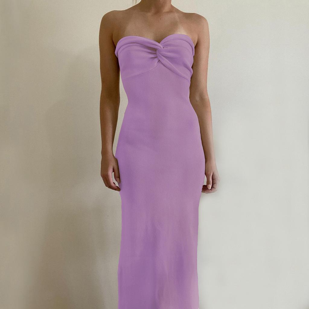 Sexy Damen-Frühlings- und Sommer-Strickkleid mit überkreuzter Schulter, modisches, sexy Wollwebkleid, ärmellos, unregelmäßig, um die Brust gewickelt, langes Kleid