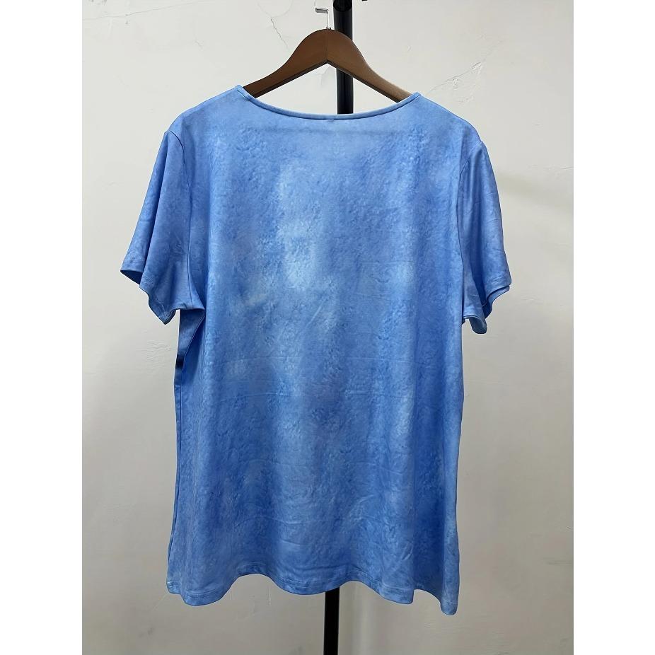3D Katzenprint Freizeit-T-Shirt Damen Lässiges Kurzarm-Rundhals-T-Shirt mit 3D-Katzenprint, Modisches Oberteil für den täglichen Gebrauch