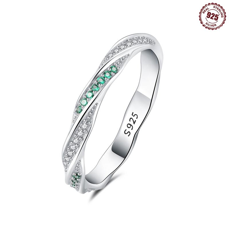 New 925 Simple Silver Serpentine Twist Ring Zircon Rings For Women Lucky Wedding Engagement Jewelry Gifts