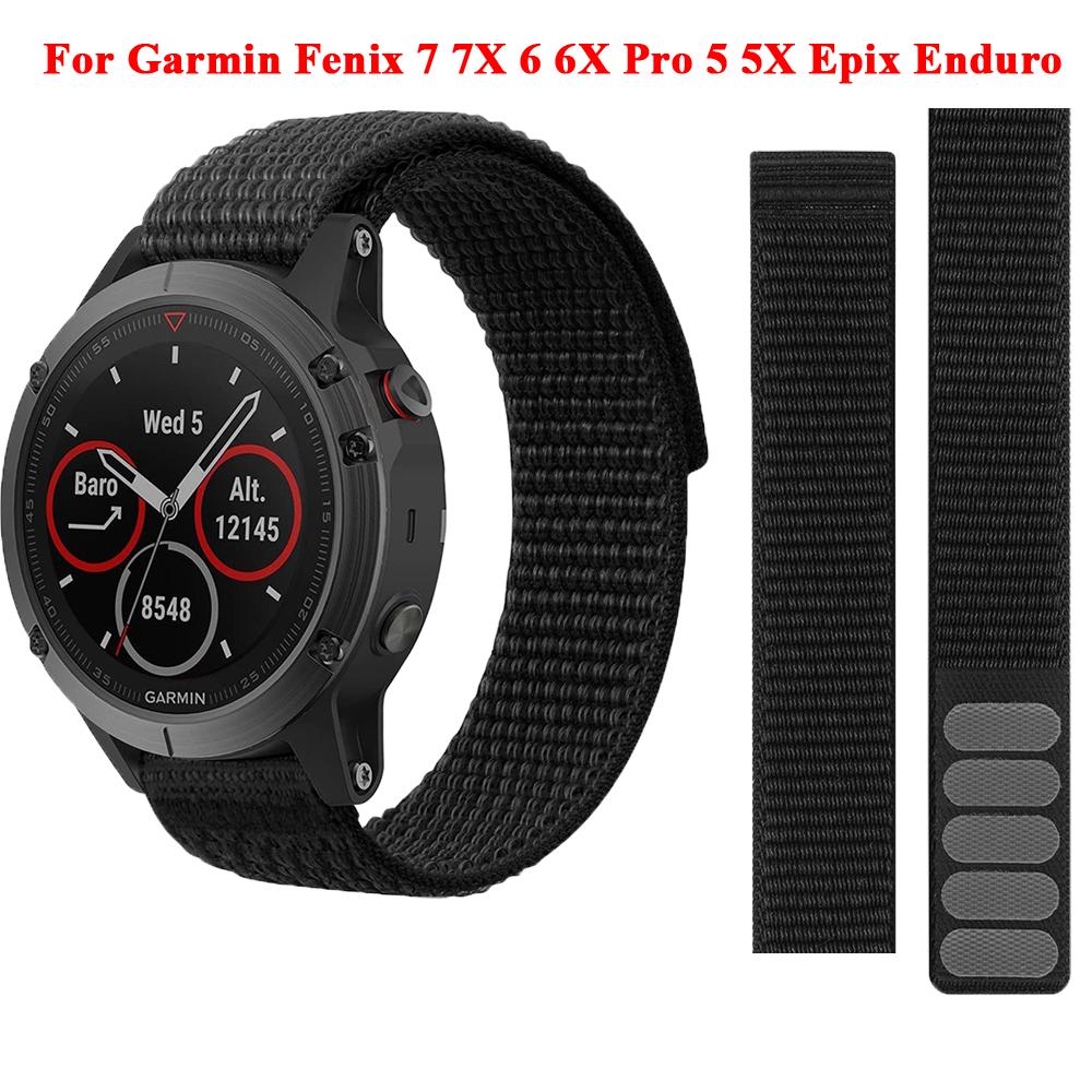 26mm 22mm Hook Loop Nylon Strap Watchband For Garmin Fenix 7X 7 6 6X Pro 5 5XPlus Epix2 Enduro Forerunner 965 955 Watch Bracelet