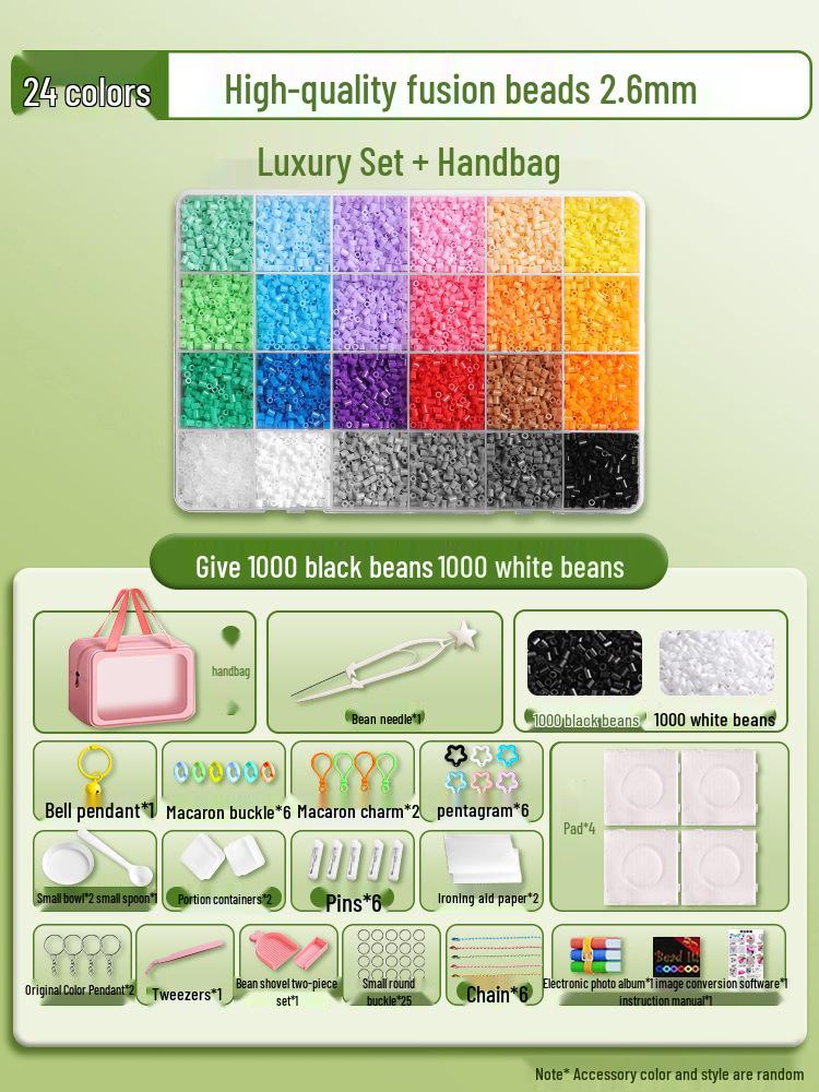 Pyssla 2.6mm Fuse Beads DIY Kit: Complete Set with Tools and Storage Bag