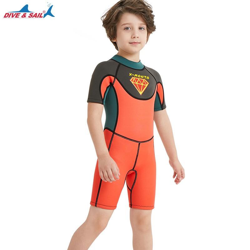 2.5mm Kids Boys Short Sleeve Full Wetsuit Snorkeling Swimming Surfing Rafting UV Protection