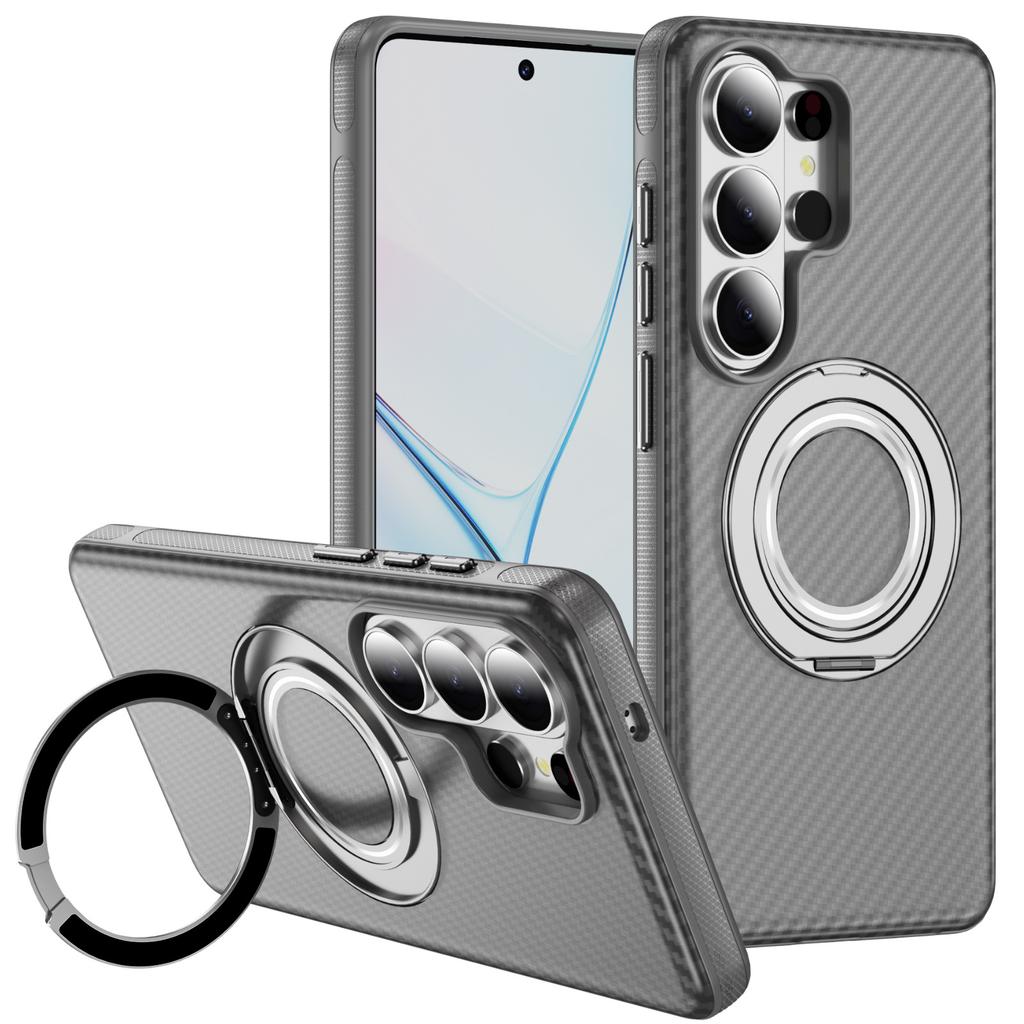Applicable to Samsung S26Ultra fulcrum carbon fiber pattern magnetic mobile phone case S25Ultra gear bracket S24U cover