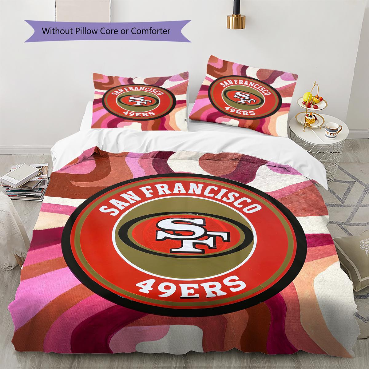 

San Francisco 49ers Pattern Bedding Quilt Set Quilt Cover Pillowcase Home Decoration Gift (1 * duvet cover + 2 * pillowcase, without core) 135x200cm