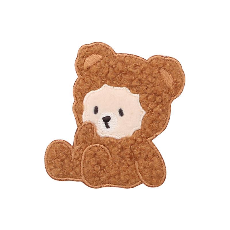 Cute Bear Embroidered Cloth Sticker, Clothes Decorative Pattern Sticker, Pants With Holes And No Traces, Repair Subsidy Patch Sticker