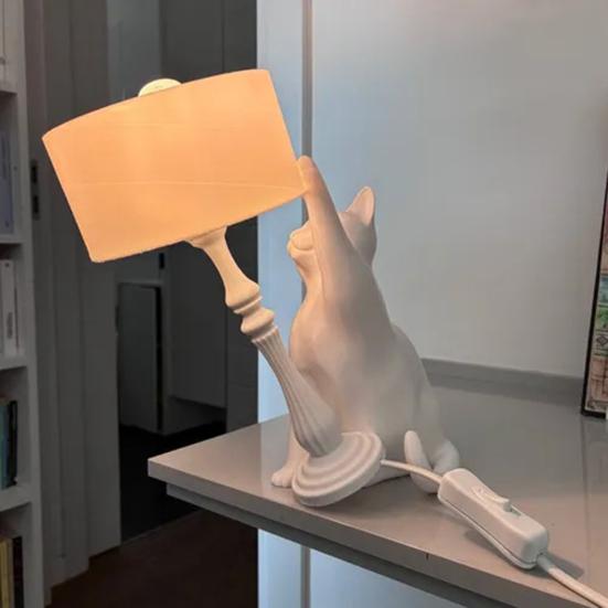Naughty Cat Table Lamp 3D Printed Cat Tipping Night Light Creative Bedside Light for Living Room Bedroom Home Decor