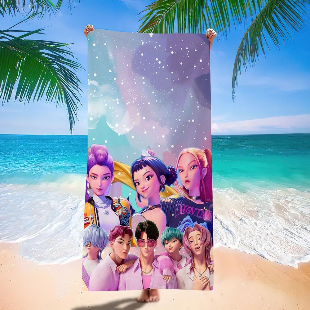 Trend Character Digital Print Double Sided Flannel Microfiber Beach Towel Quick Dry Absorbent Bath Towel