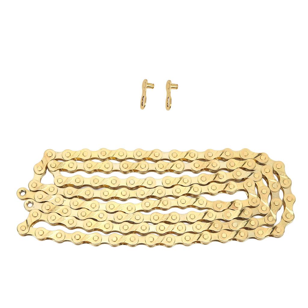 8 Speed Bike Chain 116 Links Mountain Road Bike Chain Bike Replacement Chain Gold Flatbed