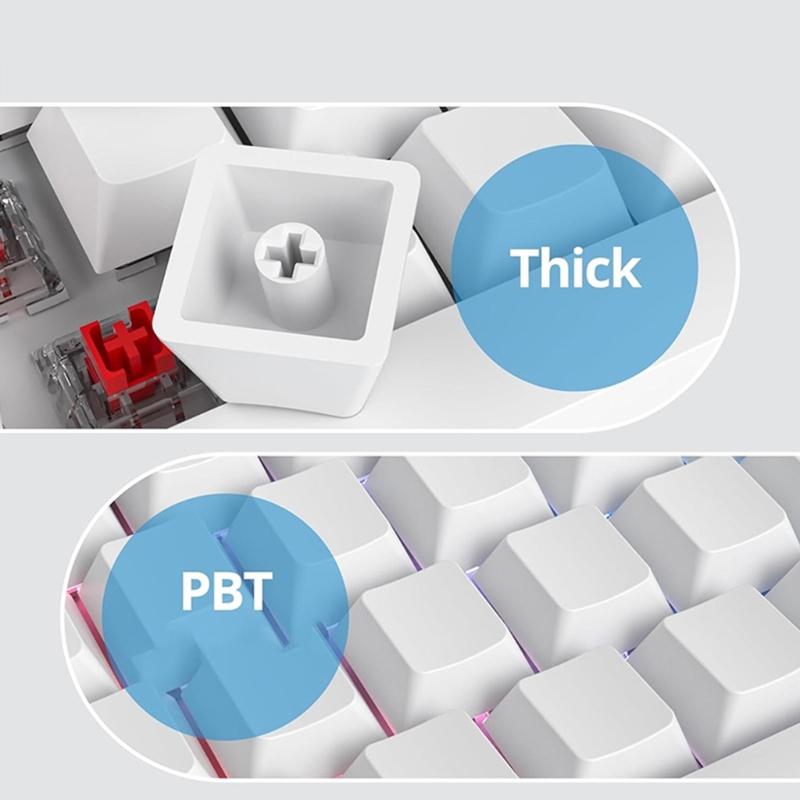 64Pcs PBT Blank DIY Keycap Mechanical Keyboards Original Profile No Print White Keycap Set for MX Switches
