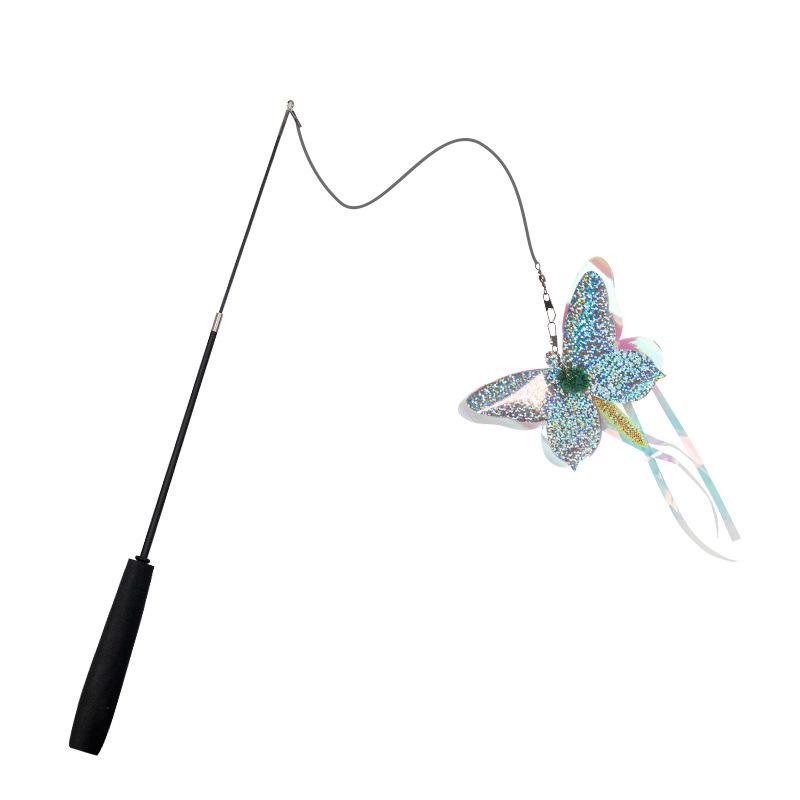 Cat Hunting Teaser Stick: Durable, Bite-Resistant Feather Toy for Self-Entertainment and Human-Pet Interaction.