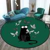 Cute Cat Round Carpet Cartoon Animal Cats Area Rug for Office Living Room Bedroom Decoration Non-slip Children's Crawl Floor Mat