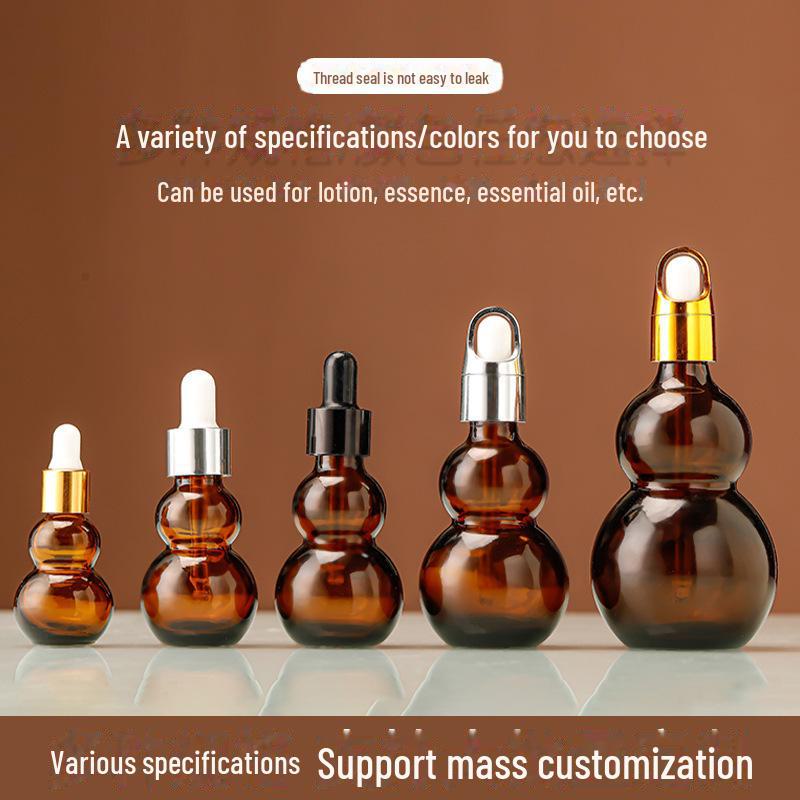 Kreativ Brun Glass Dobbelt Gresskar Eterisk Olje Reiseflaske for Kosmetikk og Essensprøver