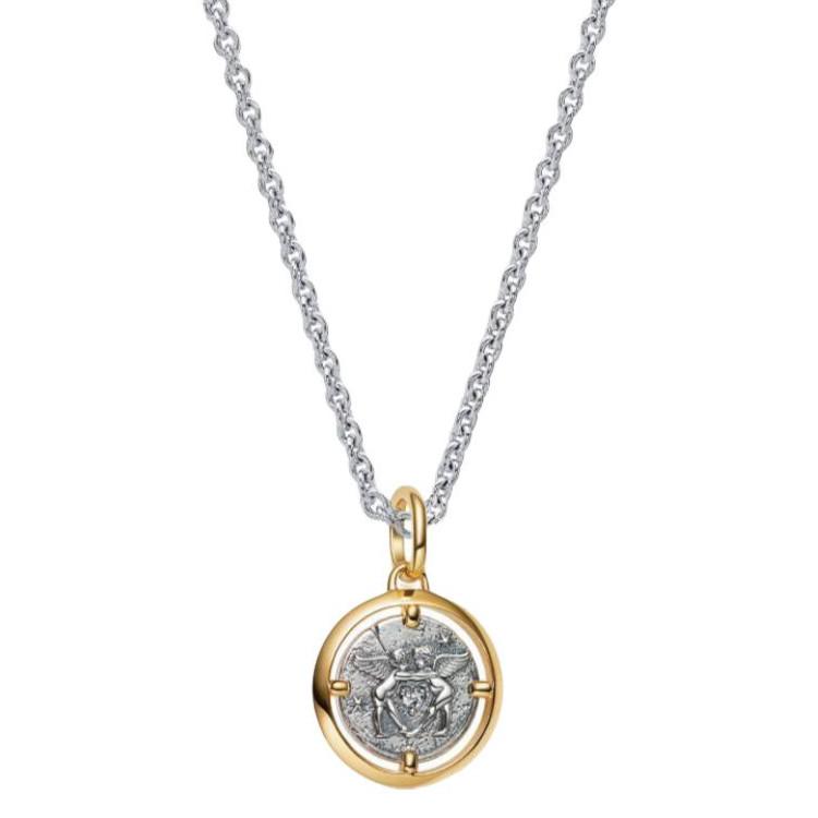 Pandora Little Angel Coin Guardian Series Destiny Set 925 Silver Necklace Unisex necklace Gold ZT3227 Box