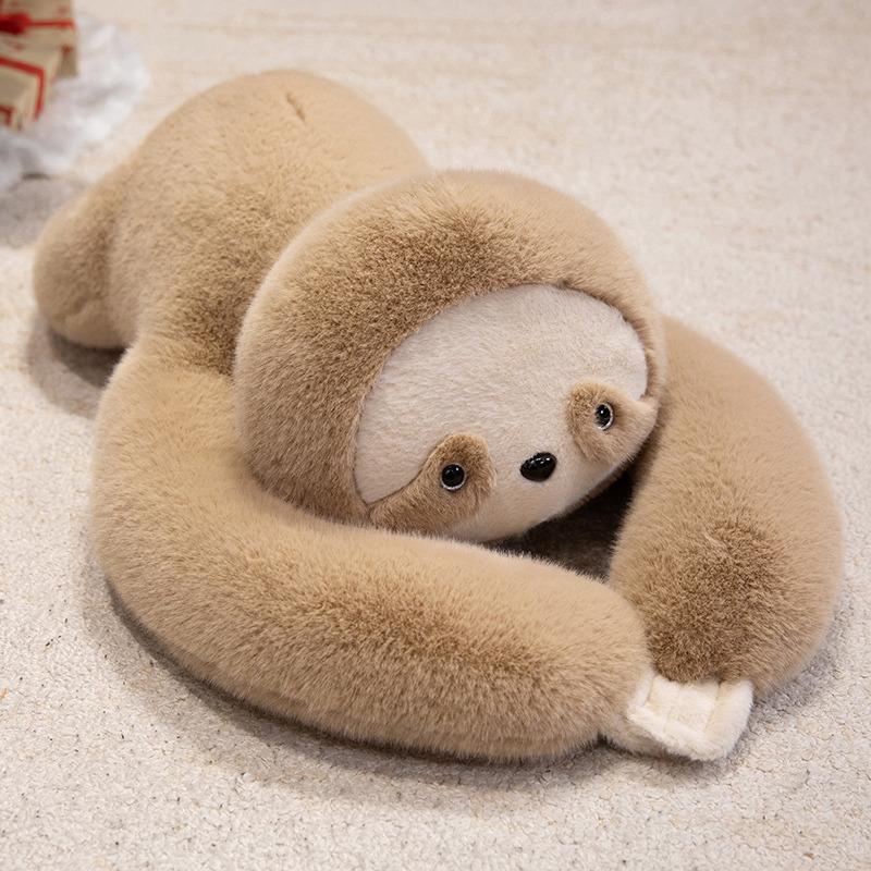 65/75cm Langer Arm Beschwerte Plüschkissen Weiches Stofftier Waschbär Koalabär Faultier Dinosaurier Spielzeug Geschenk Für Kinder Jungen Mädchen beige