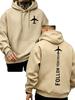 Follow Your Dreams Airplane Front Back Print Graphic Hoodie Unisex Long Sleeve Oversized Loose Streetwear Pullover Hoodie