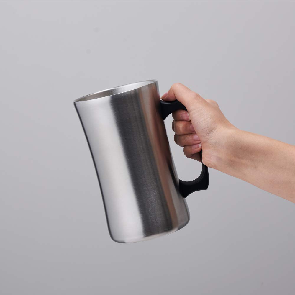 Doshisha Drinkable Mega Mug Silver Black Handle 1.0L