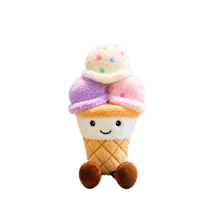 Nieuwe Scoops IJshoorntje Pluche Speelgoed Gevuld Zomers Snack Klein Kussen Mensvormig Lachend Gezicht Met Benen Kawaii Pluche Speeltje Cadeau