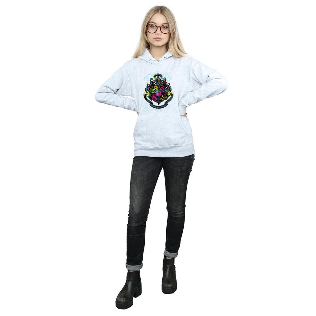 HARRY POTTER Womens/Ladies Neon Hogwarts Crest Hoodie