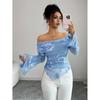 Lace Long Sleeve Tops for Women Y2k Off The Shoulder Tops Sexy Sheer Bell Sleeve Going Out Tops Fashion Clothes