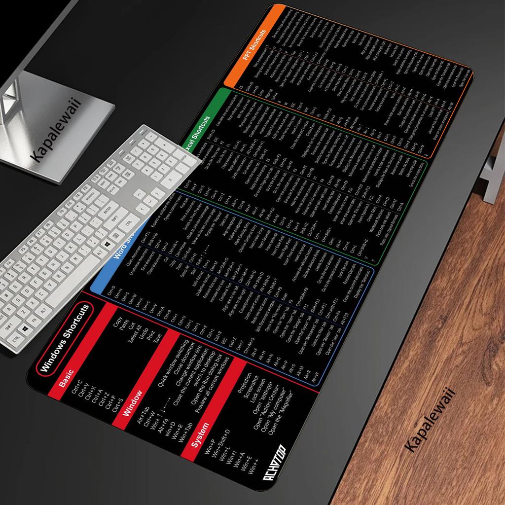 Windows Shortcuts Gaming Mousepad Pc 800x300mm Mouse Pad Locking Edge Mousemat Non-slip Rubber Pads Big Desk Mat Keyboard Pads