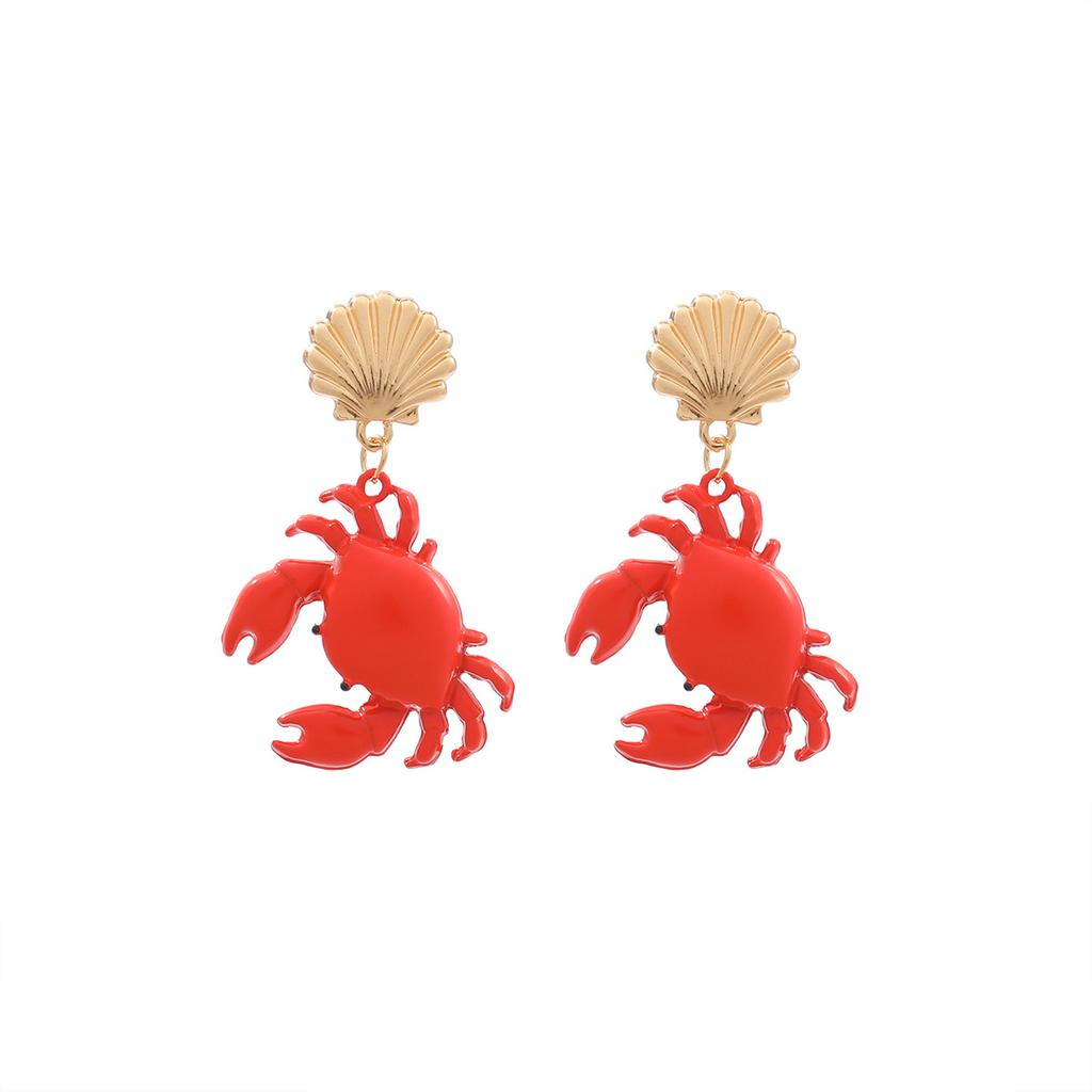 Exaggerated Small Fish Crab Lobster Beach Ocean Natural Wind Earrings Summer Women Fashion Earrings