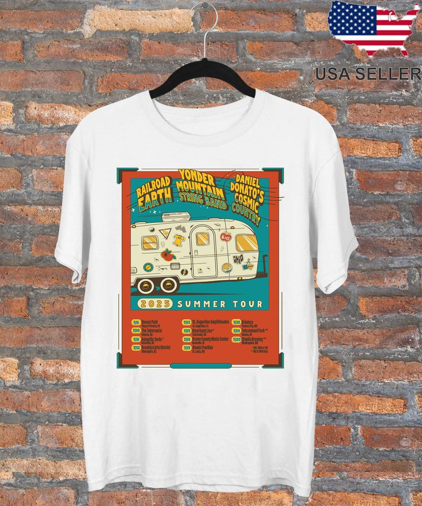 Yonder Mountain String Band Summer Tour Railroad Earth T Shirt Size S-5XL Unisex T-Shirt XXL