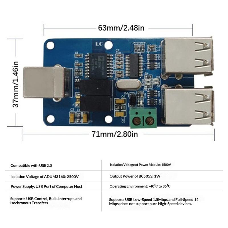USB Isolator 2500V USB Hub Isolator USB Isolation Board ADUM3160 Support USB Control Supporting 480Mbps Transfer