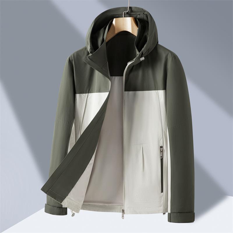 

Spring and Autumn New Men s High-Quality Contrasting Colors Hooded Jacket Outdoor Casual Fashion Jacket Jacket Jacket 4XL зелений