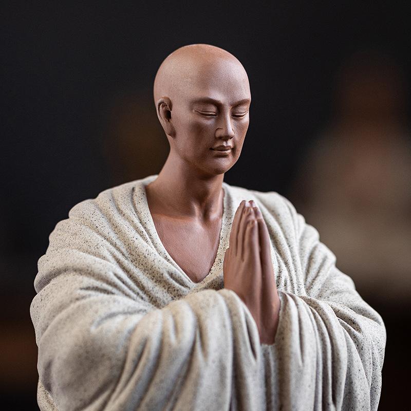 Zen Malý mnich Buddhistická socha Šámi pro meditaci Keramické figurky Čajovna Feng-šuej Čínské sochy k dekoraci Dárek