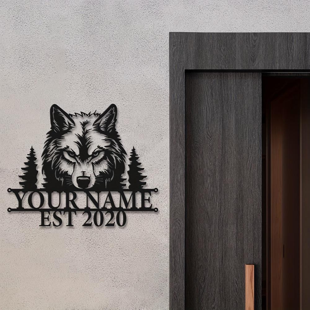 Unique Handmade Wolf King Metal Wall Decor Black Matte Art Deco for Living Room